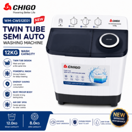 Chigo Semi Auto Twin Tube Washing Machine ( 8Kg 12kg ) - 12Kg