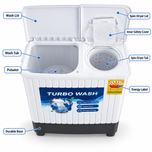 Labeled twin-tub washing machine