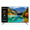 Frameless black TV with autumn lake scenery
