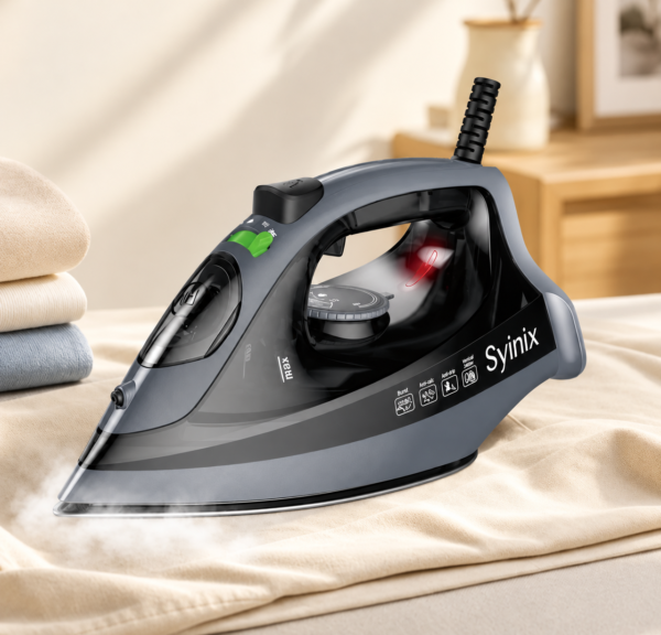 Syinix steam iron on cream fabric